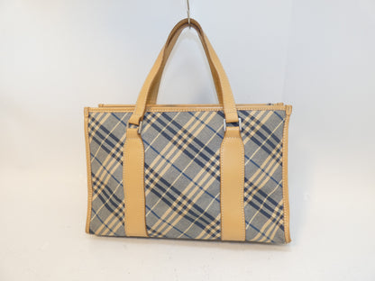BURBERRY Nova Check Canvas Blue Handbag