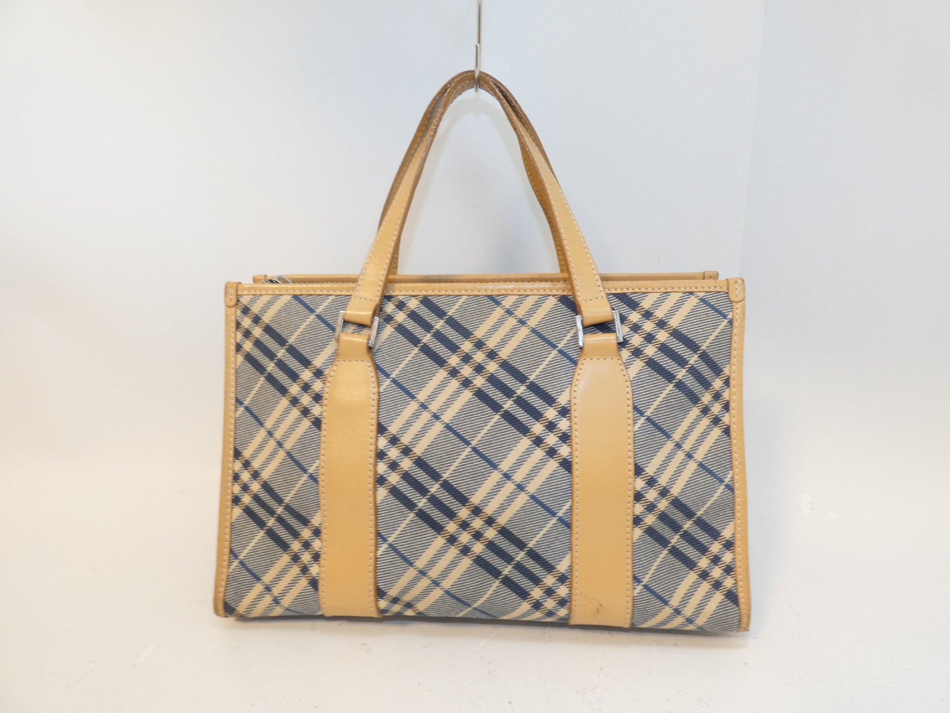 BURBERRY Nova Check Canvas Blue Handbag