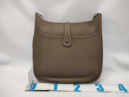 HERMES Evelyn 3 Taurillon Clemence Etoupe B Stamped Shoulder Bag