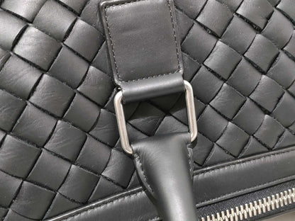 BOTTEGA VENETA Intrecciato Leather 2-Way Black Boston Bag