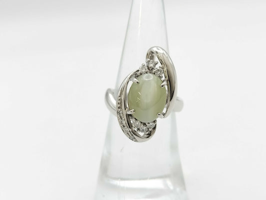 Chrysoberyl Cat's Eye 5.48ct D0.23ct Pt900 12.0g Ring 