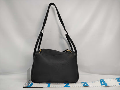 HERMES Lindy 26 U Taurillon Black Gold Handbag