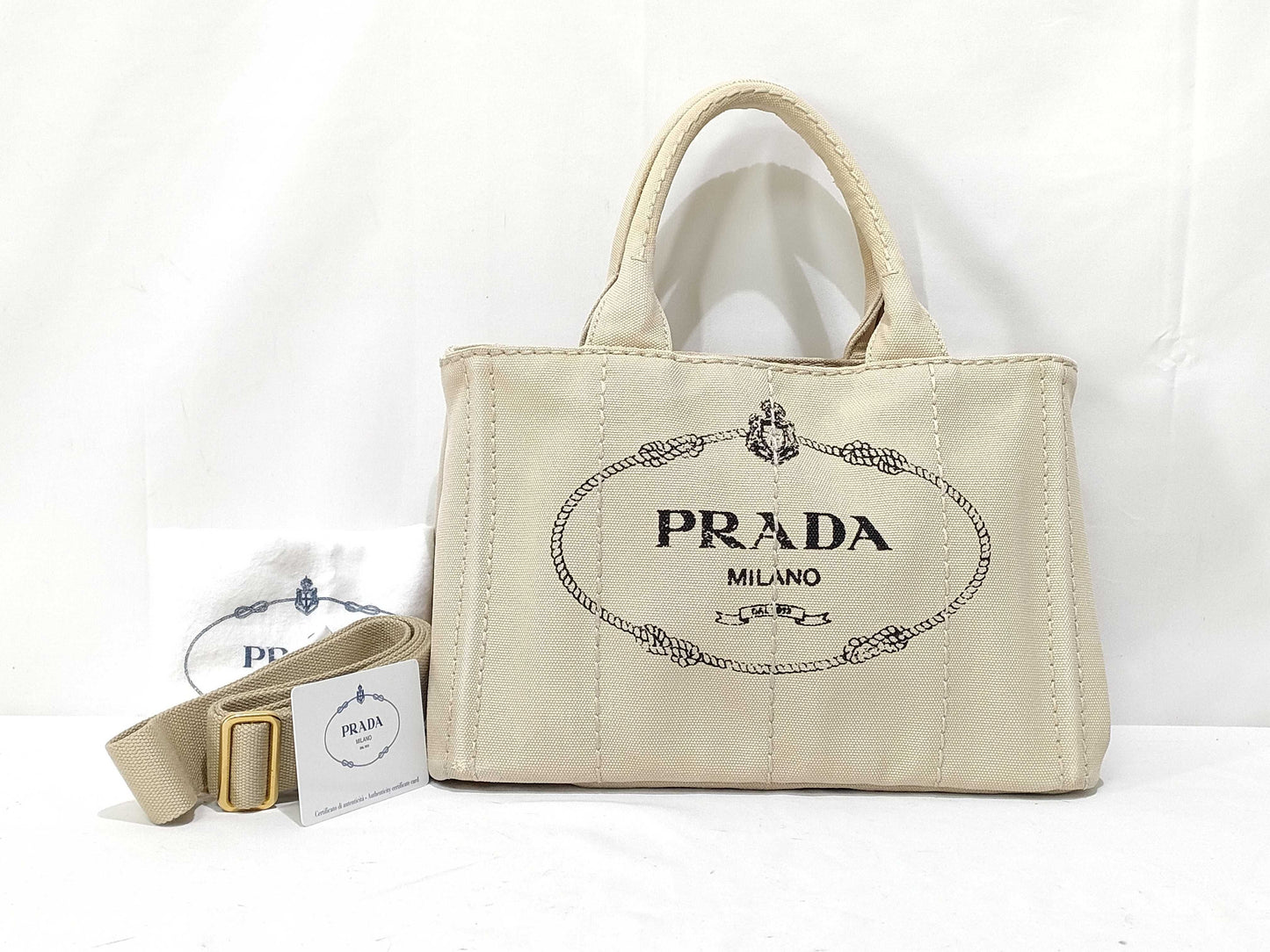 PRADA Canapa Mini Handbag, 2-way, with ST
