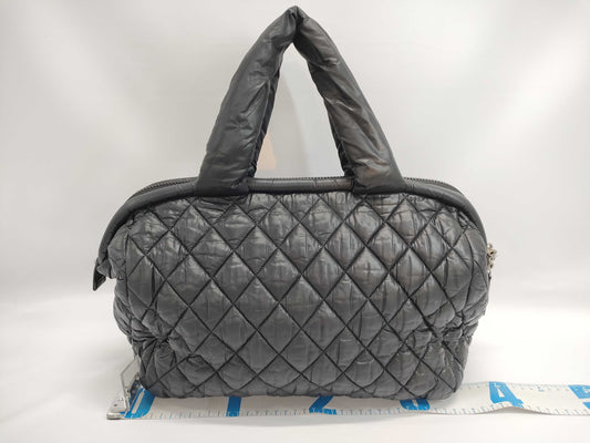 CHANEL Coco Cocoon Mini Boston Bag A47205 Black with Silver Hardware, Quilted Nylon, 15075709 Handbag
