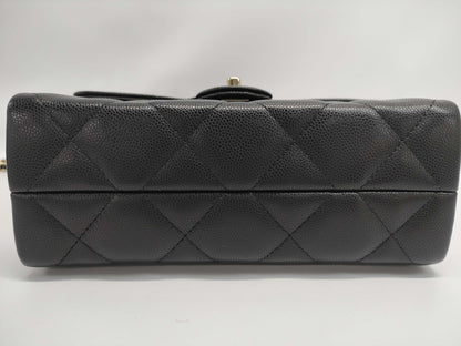 CHANEL Matelasse Top Handle Bag AP4568 Black with Gold Hardware and Caviar Leather, XULX3AP5, 2-Way Shoulder Bag/Handbag