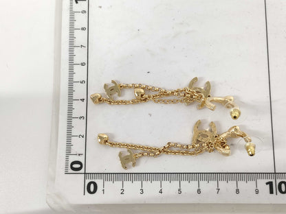 CHANEL CC Mark Rhinestone Heart Earrings, Gold Plated, B23P