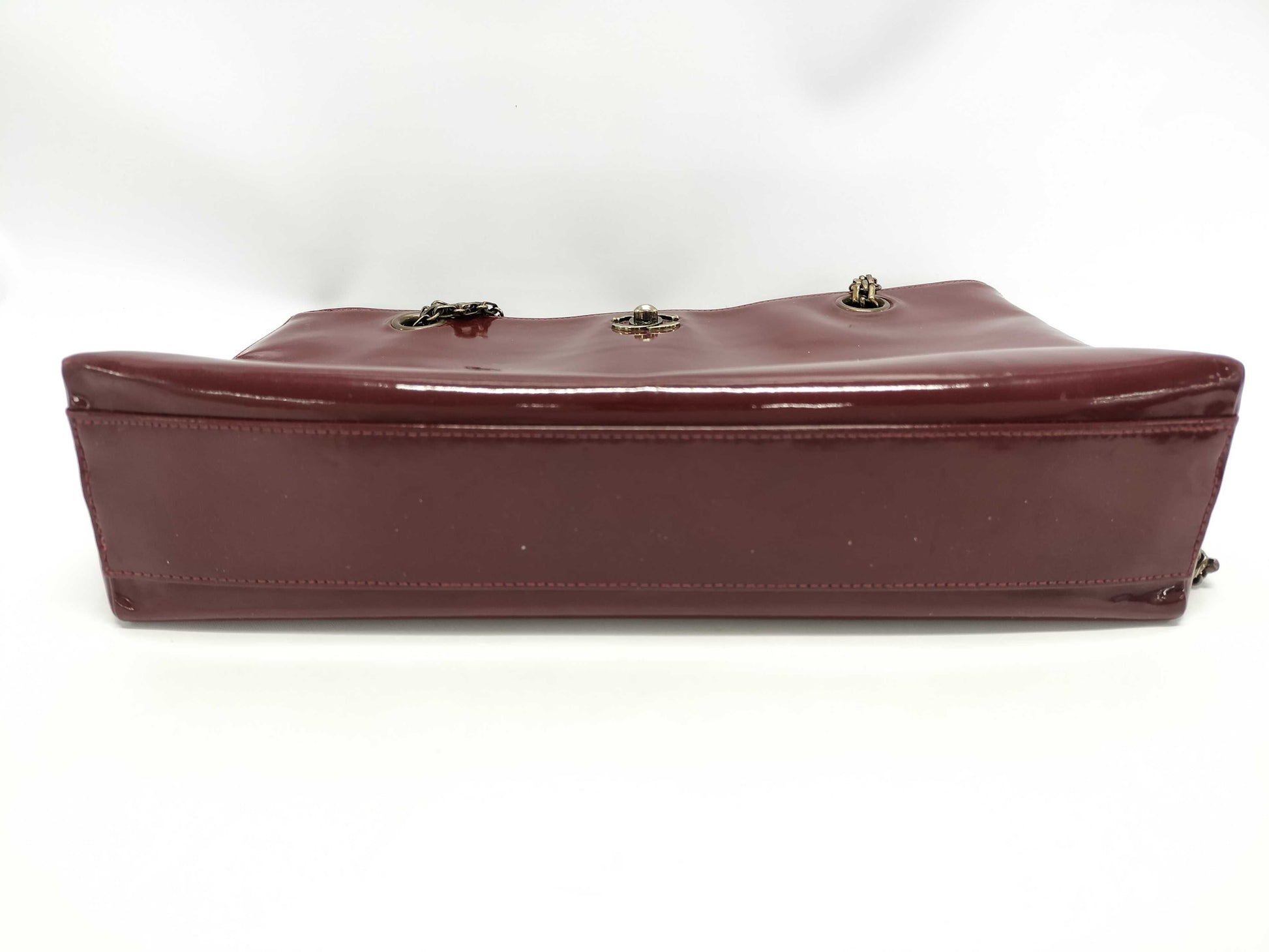 CHANEL Enamel Chain Shoulder Bag with Turn Lock, Red