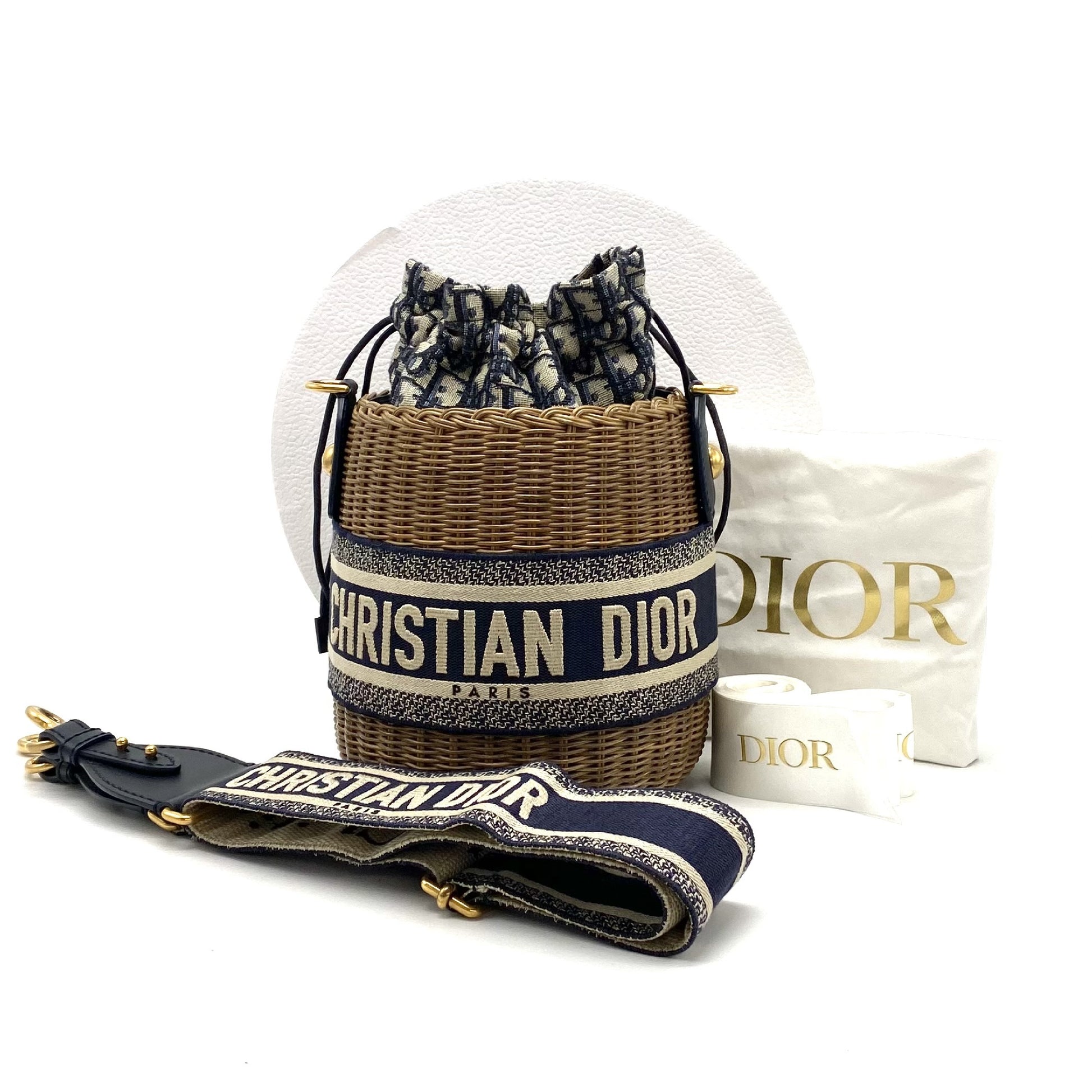 Dior Christian Dior Christian Dior Oblique 2-way Rattan Canvas Shoulder Bag