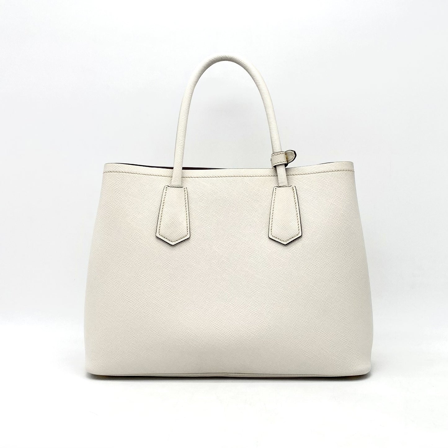 PRADA Prada Triangle Logo Plate Saffiano Leather Handbag White Tag 180 Handbag