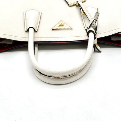 PRADA Prada Triangle Logo Plate Saffiano Leather Handbag White Tag 180 Handbag