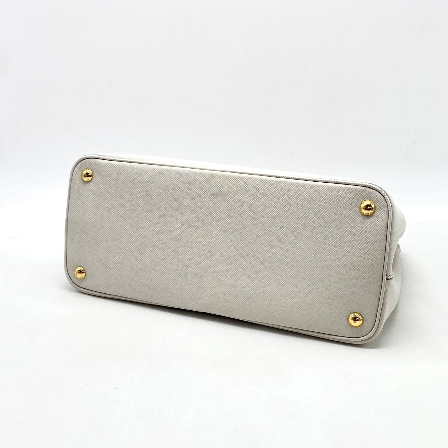 PRADA Prada Triangle Logo Plate Saffiano Leather Handbag White Tag 180 Handbag