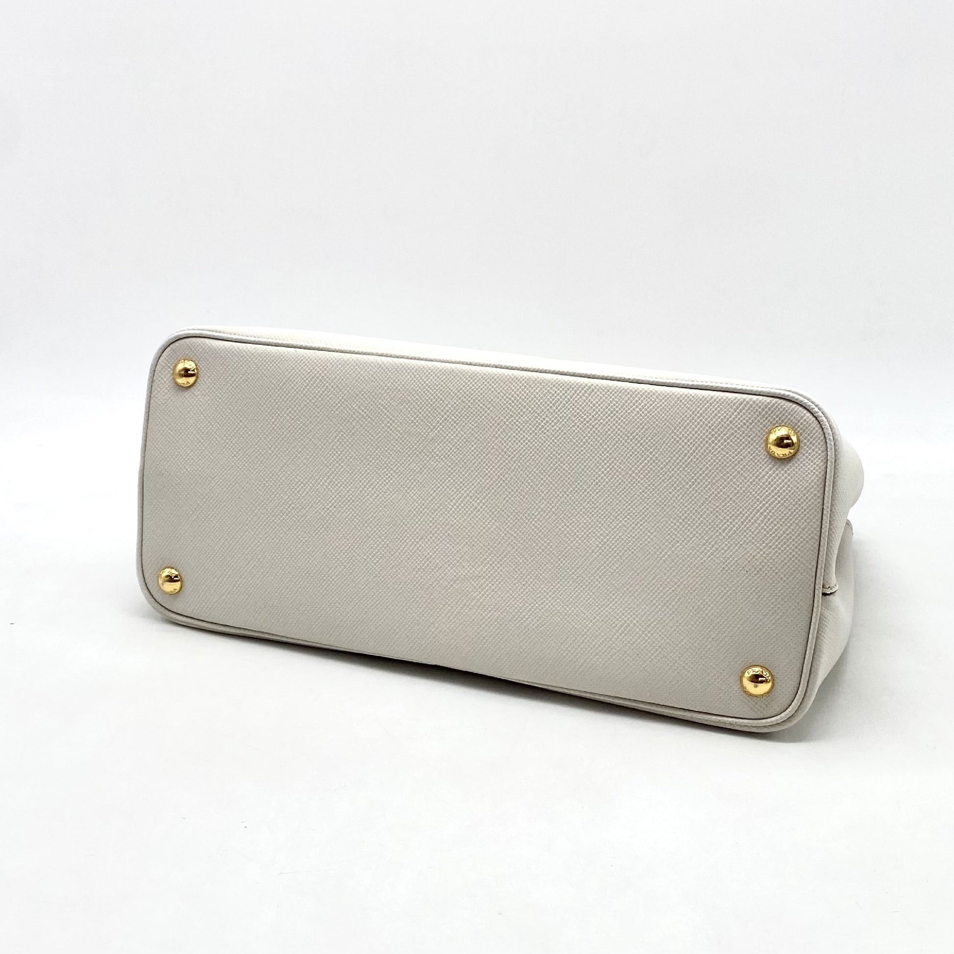 PRADA Prada Triangle Logo Plate Saffiano Leather Handbag White Tag 180 Handbag