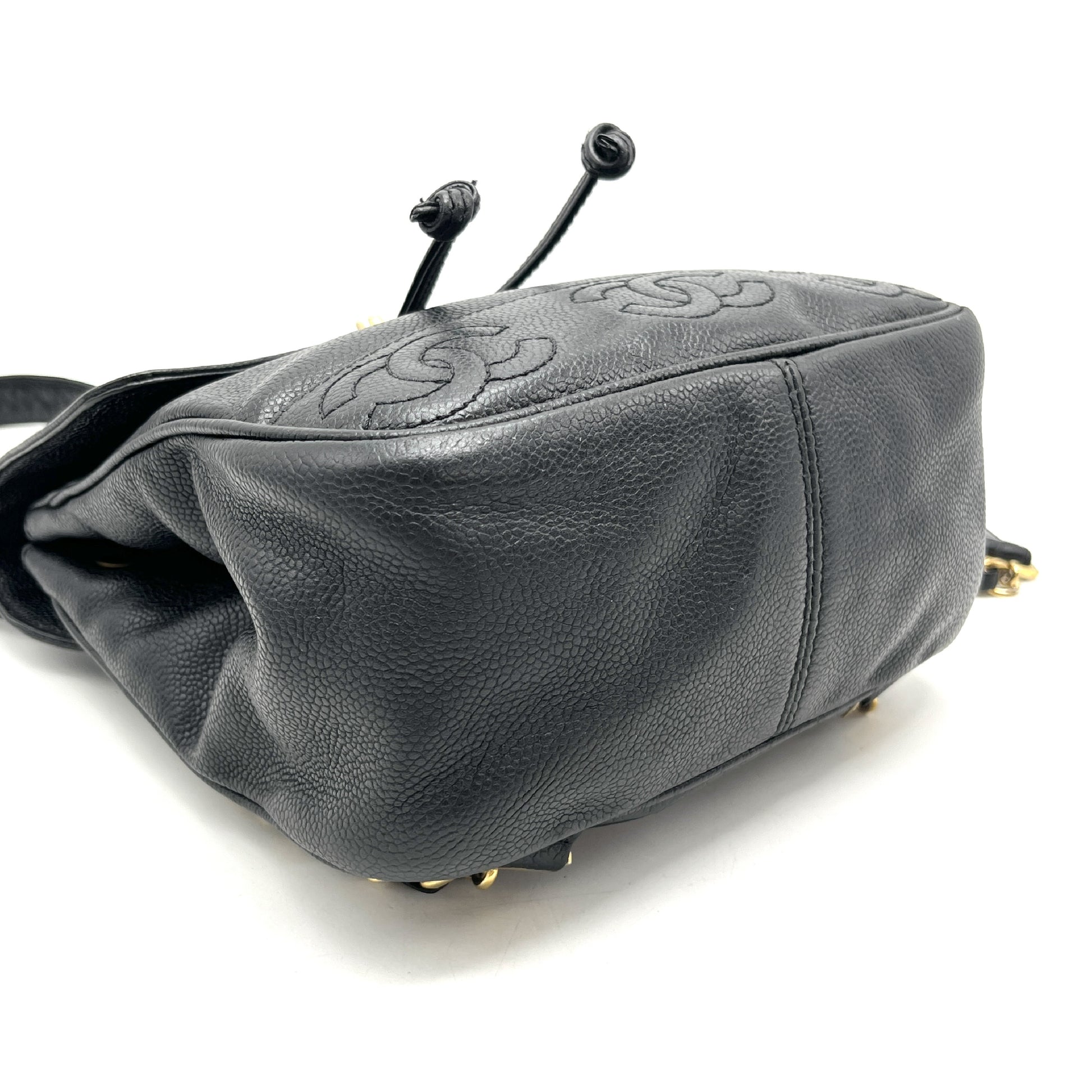 CHANEL CHANEL Turnlock Triple Coco Mark Caviar Leather Chain Backpack