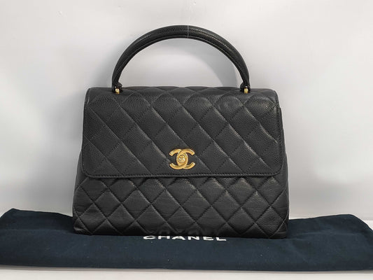 CHANEL Caviar Coco Hand Black Handbag