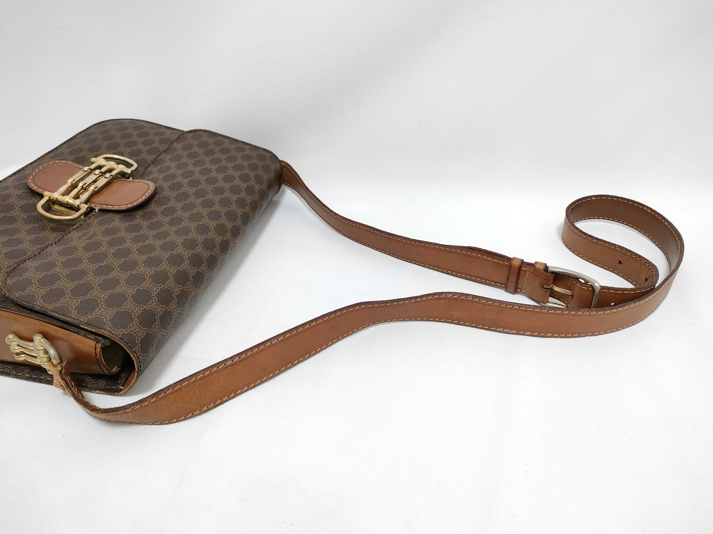 CELINE Horsebit Macadam Leather Shoulder Bag