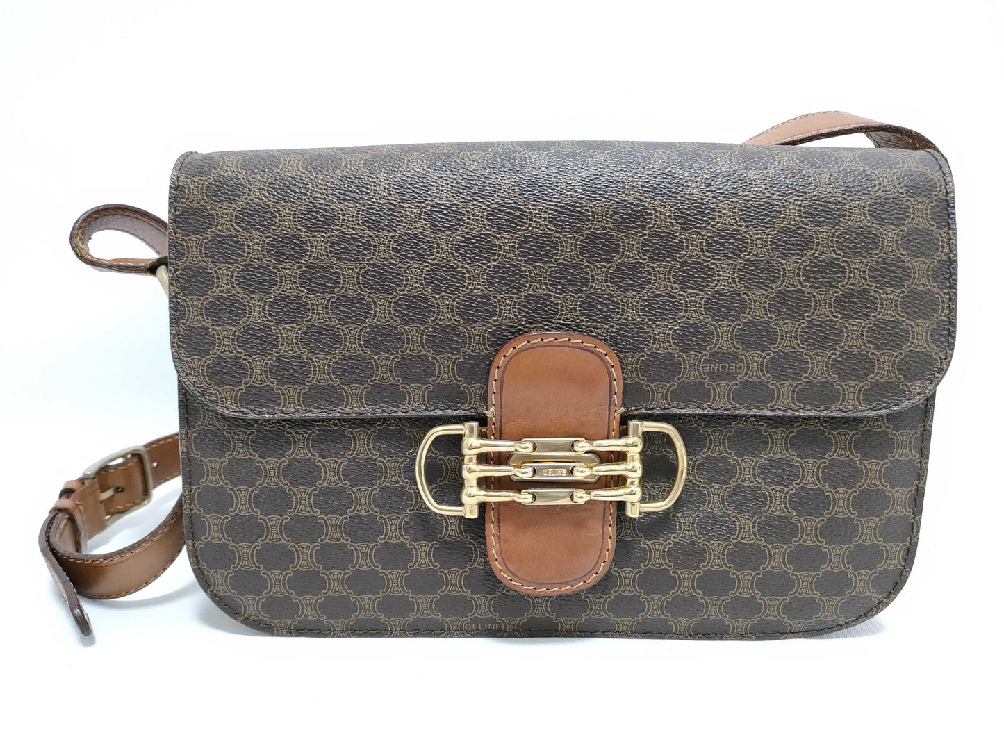 CELINE Horsebit Macadam Leather Shoulder Bag