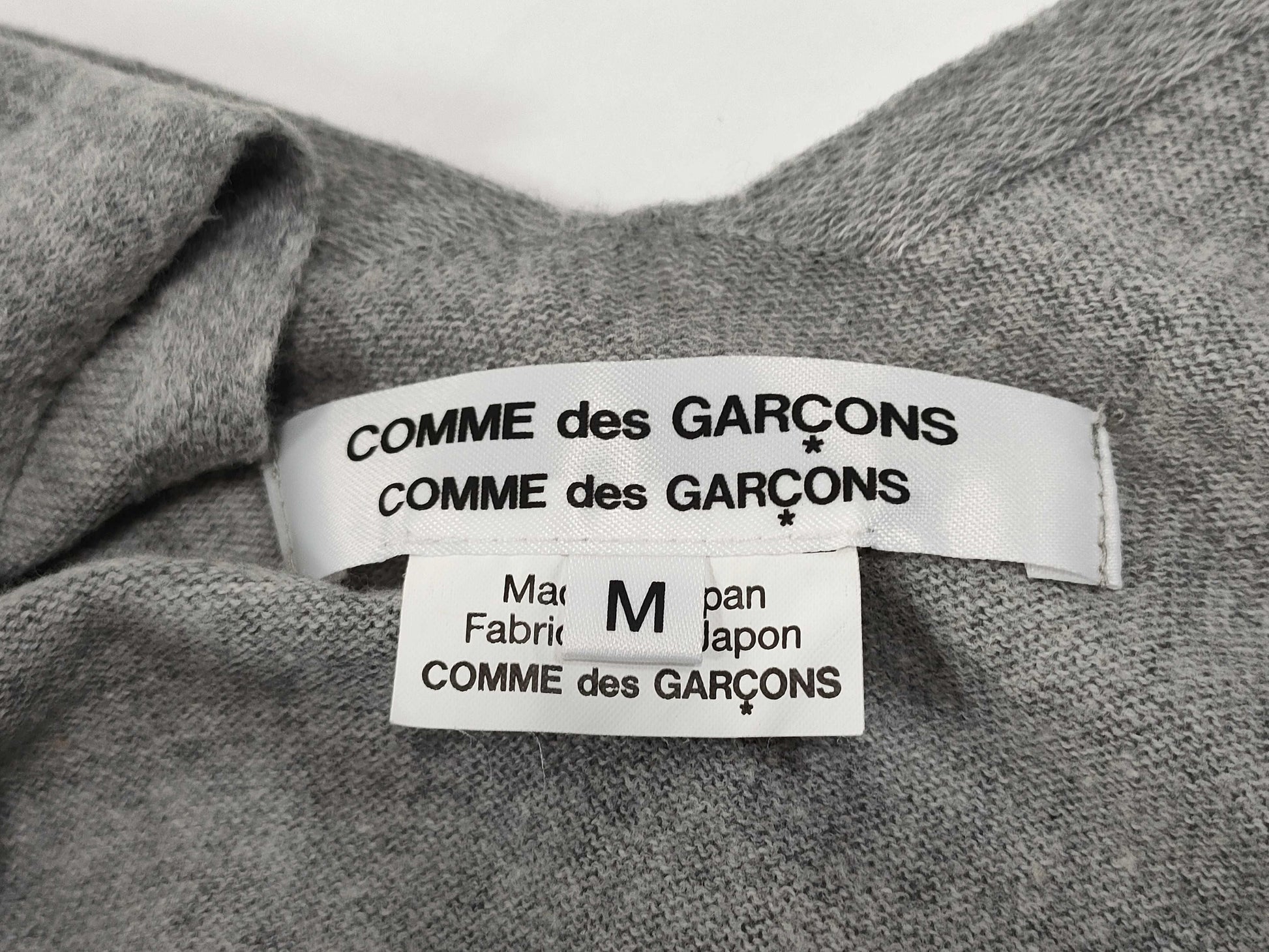 COMME des GARCONS AD2020 V-neck wool grey long-sleeved knit sweater, size M