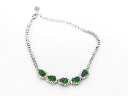 Agate, Zirconia, Sterling Silver, 4.6g Bracelet/Bangle 