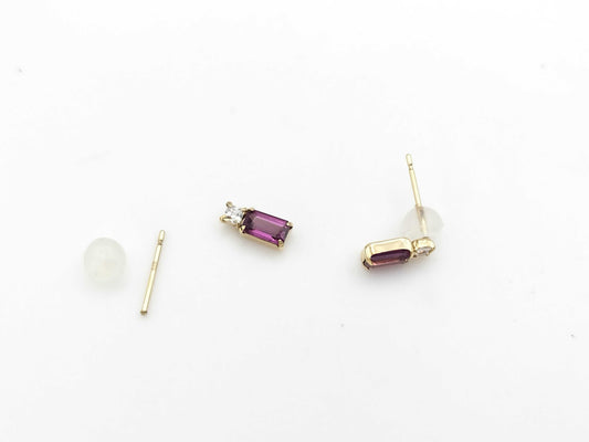 Colored Stone and Transparent Stone K10 0.4g Earrings 