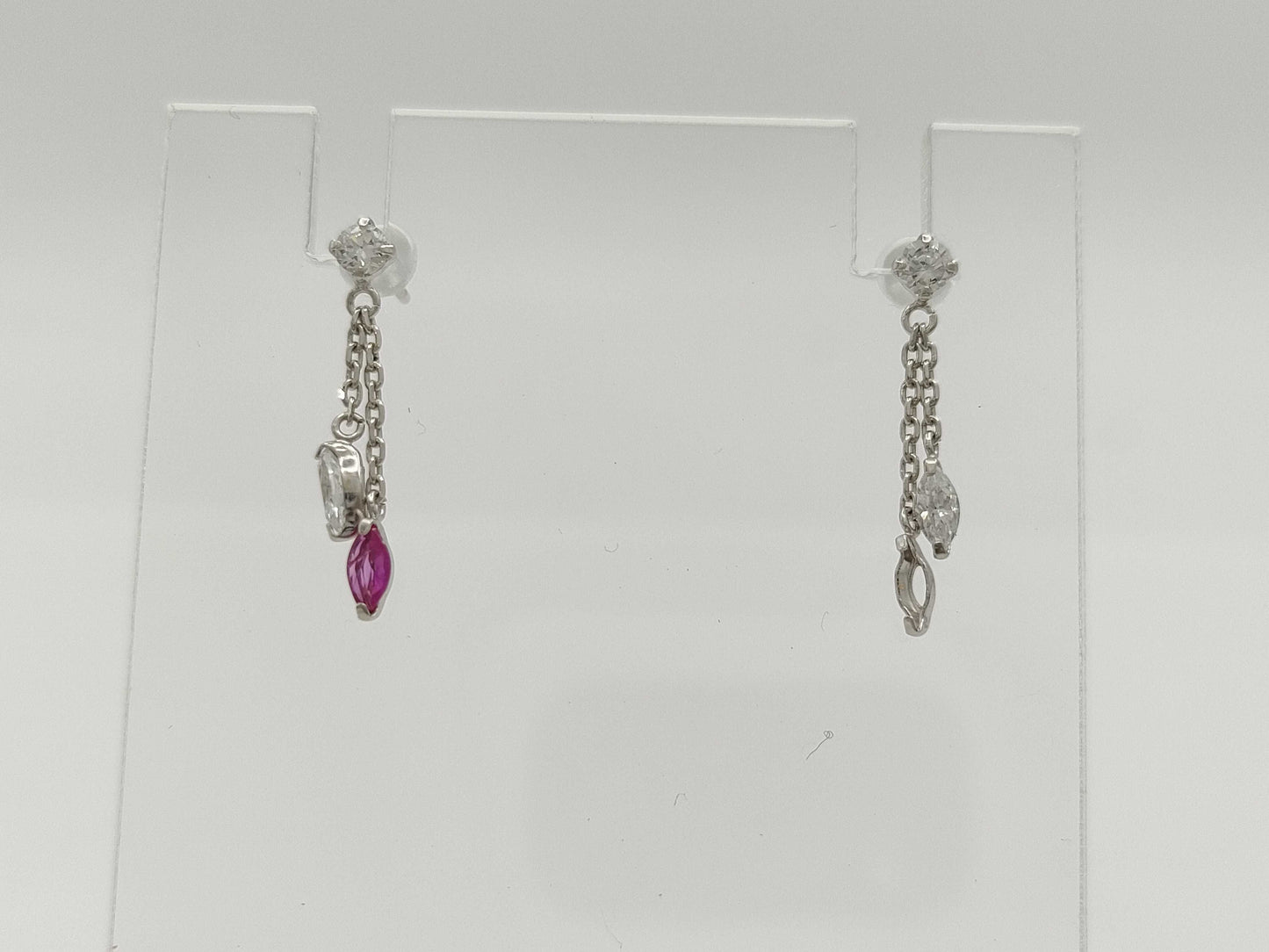 Colored Stone and Transparent Stone K14WG 0.5g Earrings 