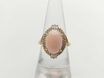 Mitsukoshi Coral D0.53ct K18 6.9g Ring 