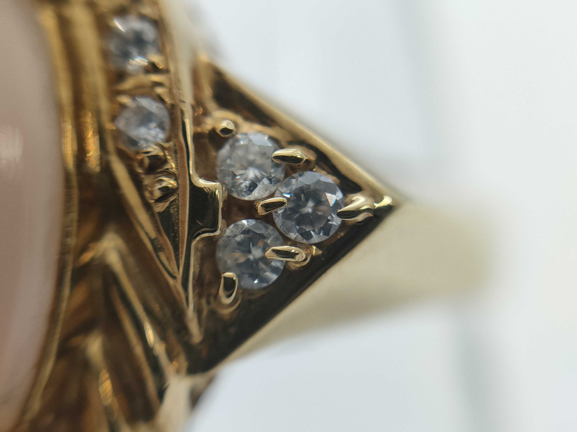 Mitsukoshi Coral D0.16ct K18 6.9g Ring 