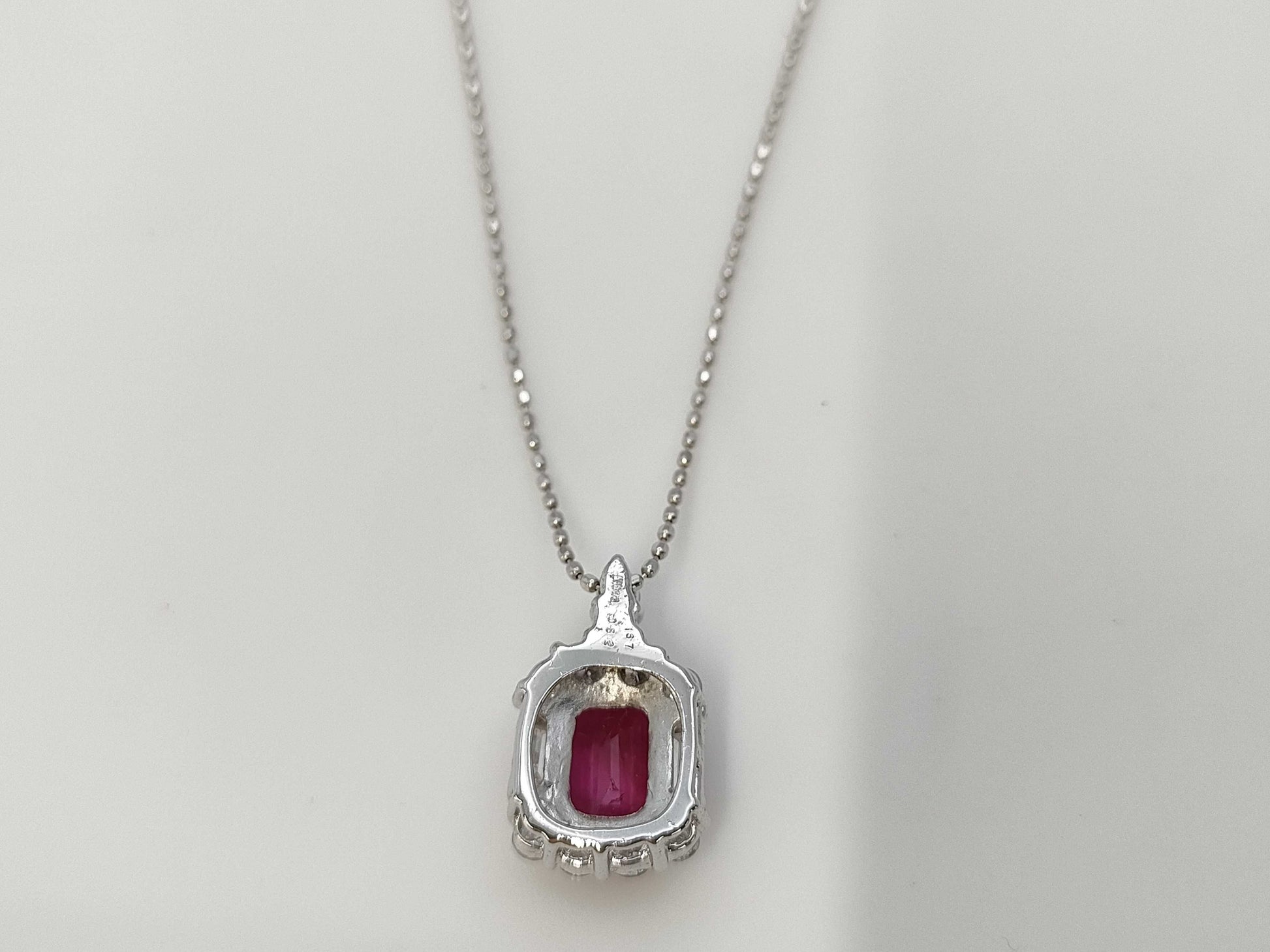 1.67ct Colored Stone, D0.52ct, 3.6g, K18WG/K18 Necklace 