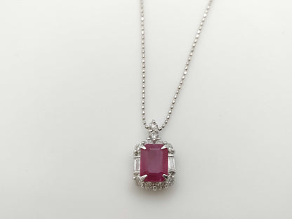 1.67ct Colored Stone, D0.52ct, 3.6g, K18WG/K18 Necklace 
