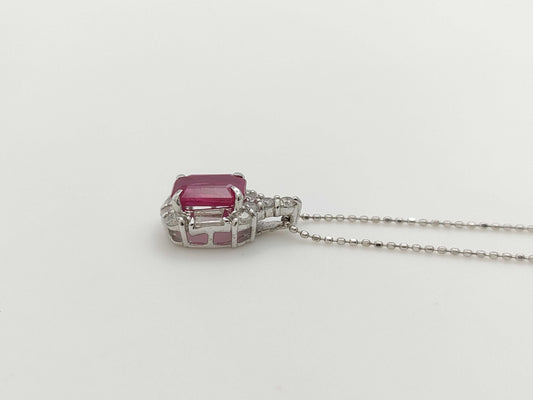 1.67ct Colored Stone, D0.52ct, 3.6g, K18WG/K18 Necklace 
