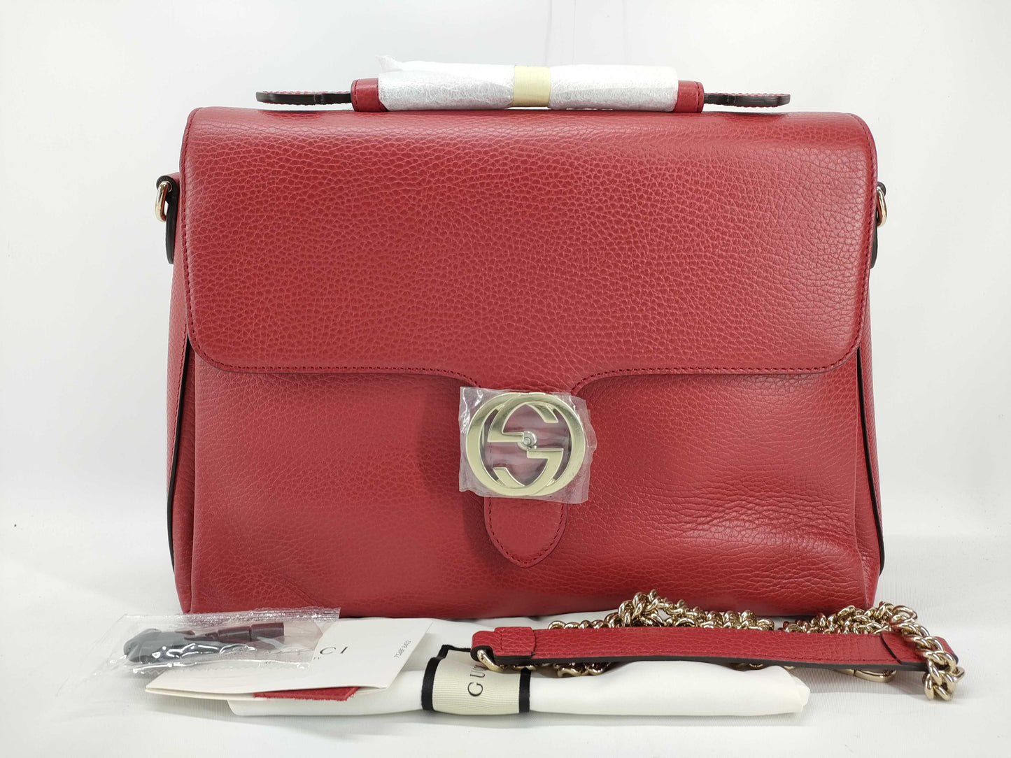 GUCCI GUCCI Interlocking G Handbag Leather Red 510302 Shoulder Bag