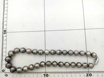 Semi-round pearl necklace, diameter approximately 11.9mm-15.4mm, sterling silver, 99.2g .