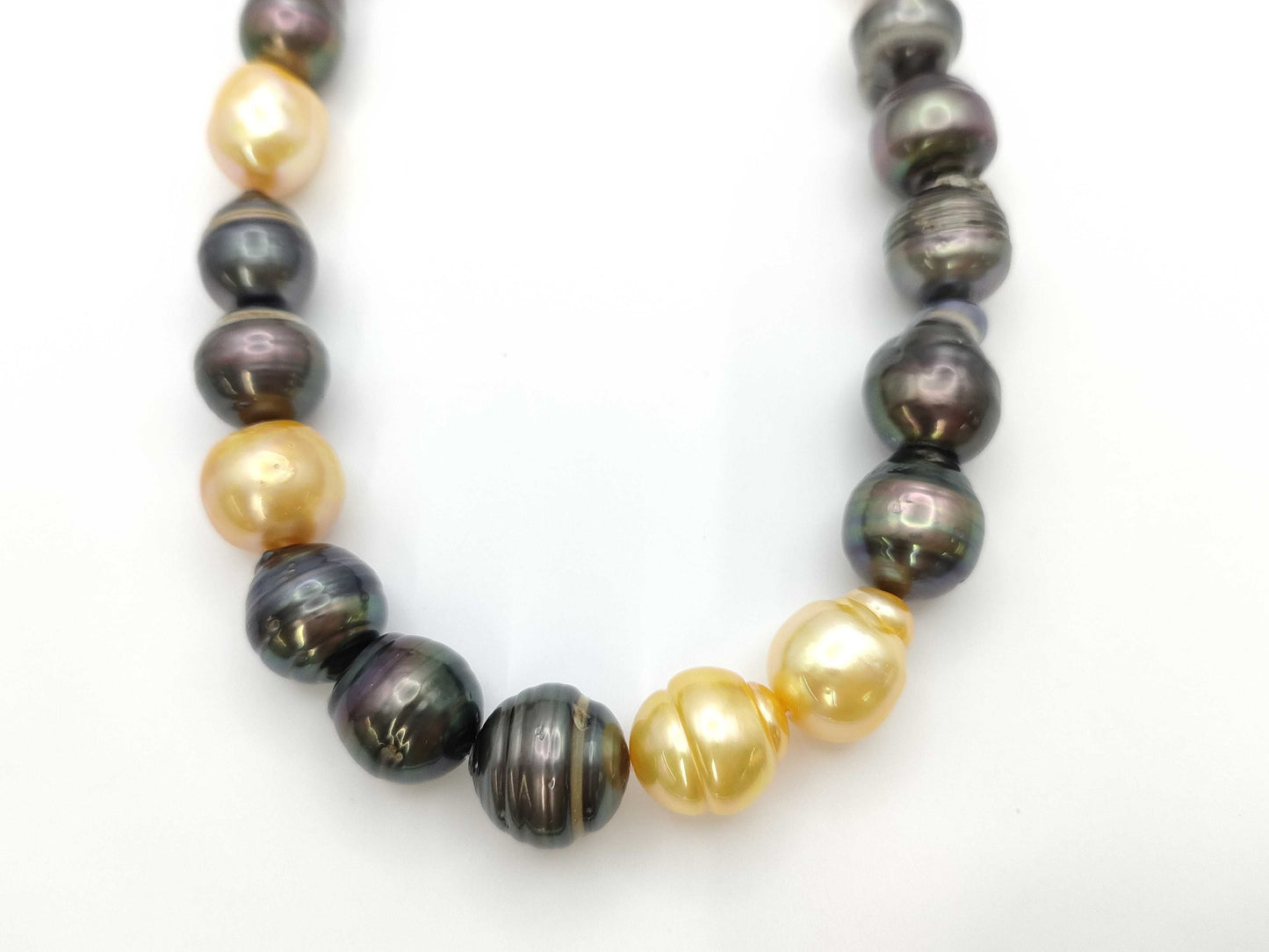 Semi-Round Pearl Necklace, Diameter: Approx. 11.1mm-14.4mm, Sterling Silver, 88.7g 