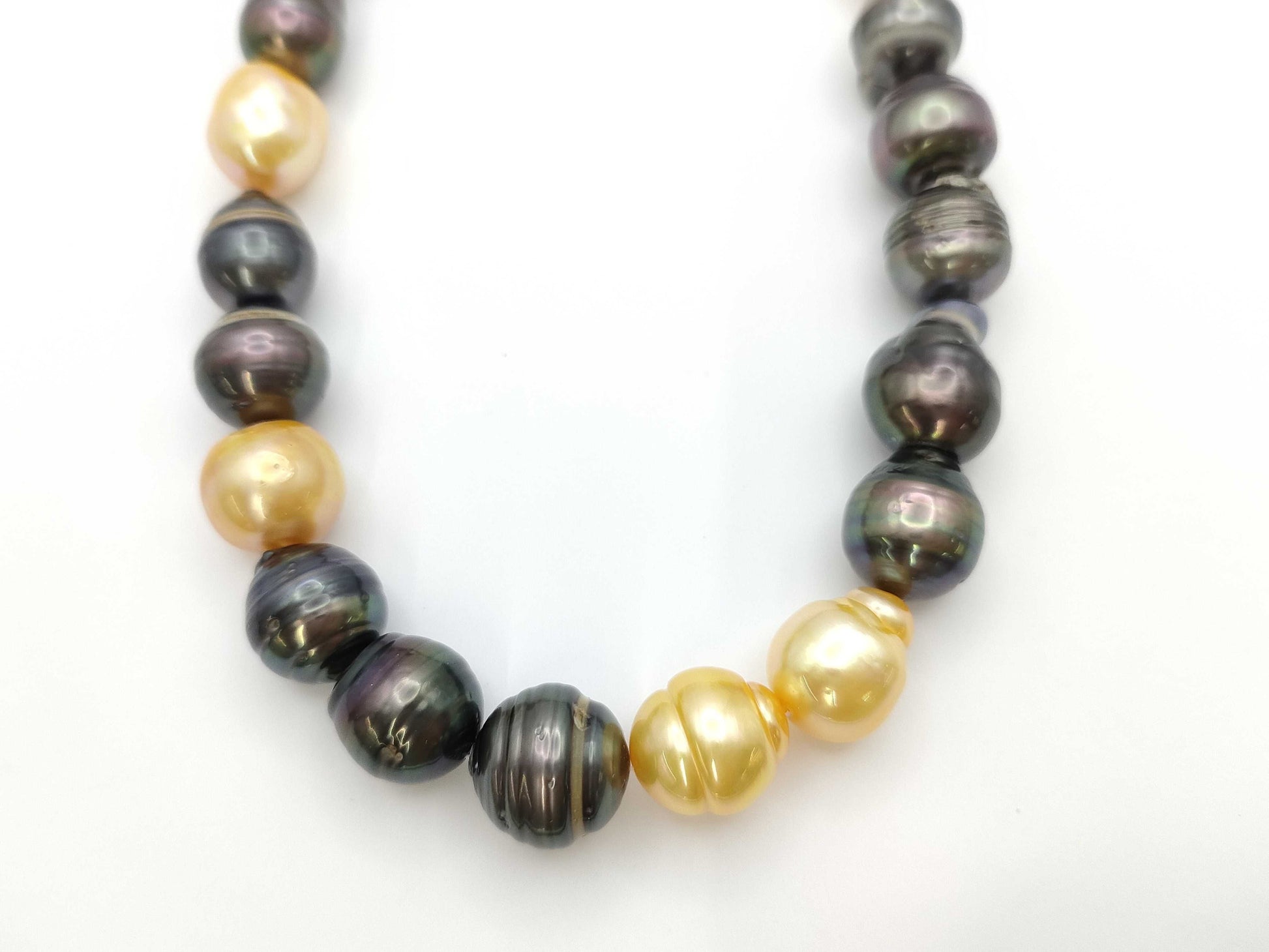 Semi-Round Pearl Necklace, Diameter: Approx. 11.1mm-14.4mm, Sterling Silver, 88.7g 