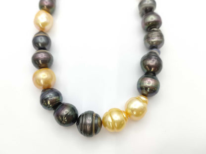 Semi-Round Pearl Necklace, Diameter: Approx. 11.1mm-14.4mm, Sterling Silver, 88.7g 