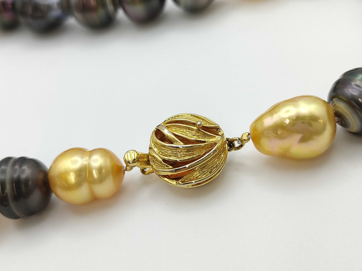 Semi-Round Pearl Necklace, Diameter: Approx. 11.1mm-14.4mm, Sterling Silver, 88.7g 