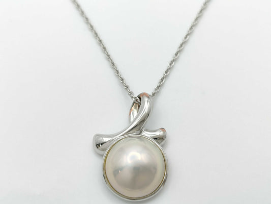 TASAKI Mabe Pearl Necklace, Approx. 13.8mm Diameter, 6.4g, Metal/SV925 