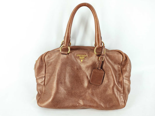 PRADA PRADA Prada Handbag Mini Boston Leather Brown Handbag