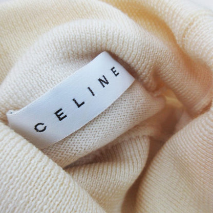 CELINE Men's Knit Turtleneck Sweater, Cream, 100% Wool, Size L/52