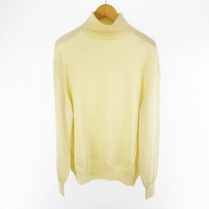 CELINE Men's Knit Turtleneck Sweater, Cream, 100% Wool, Size L/52