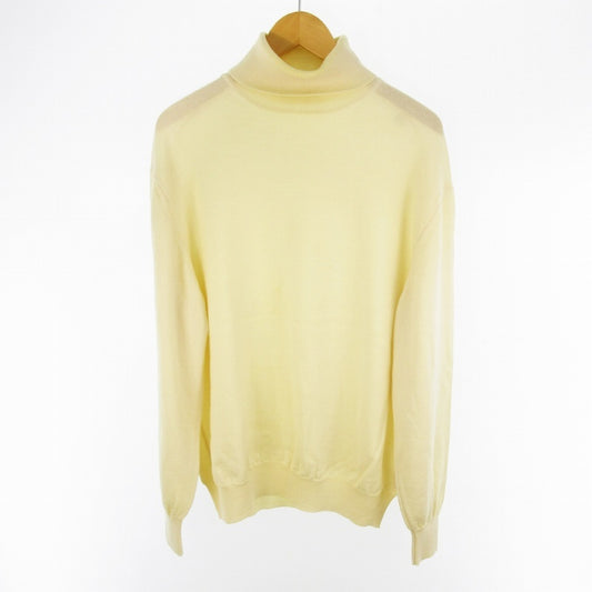 CELINE Men's Knit Turtleneck Sweater, Cream, 100% Wool, Size L/52