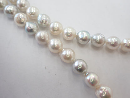 Semi-Round Pearl Necklace, Diameter 9.0-10.0mm, Sterling Silver, 50.9g 