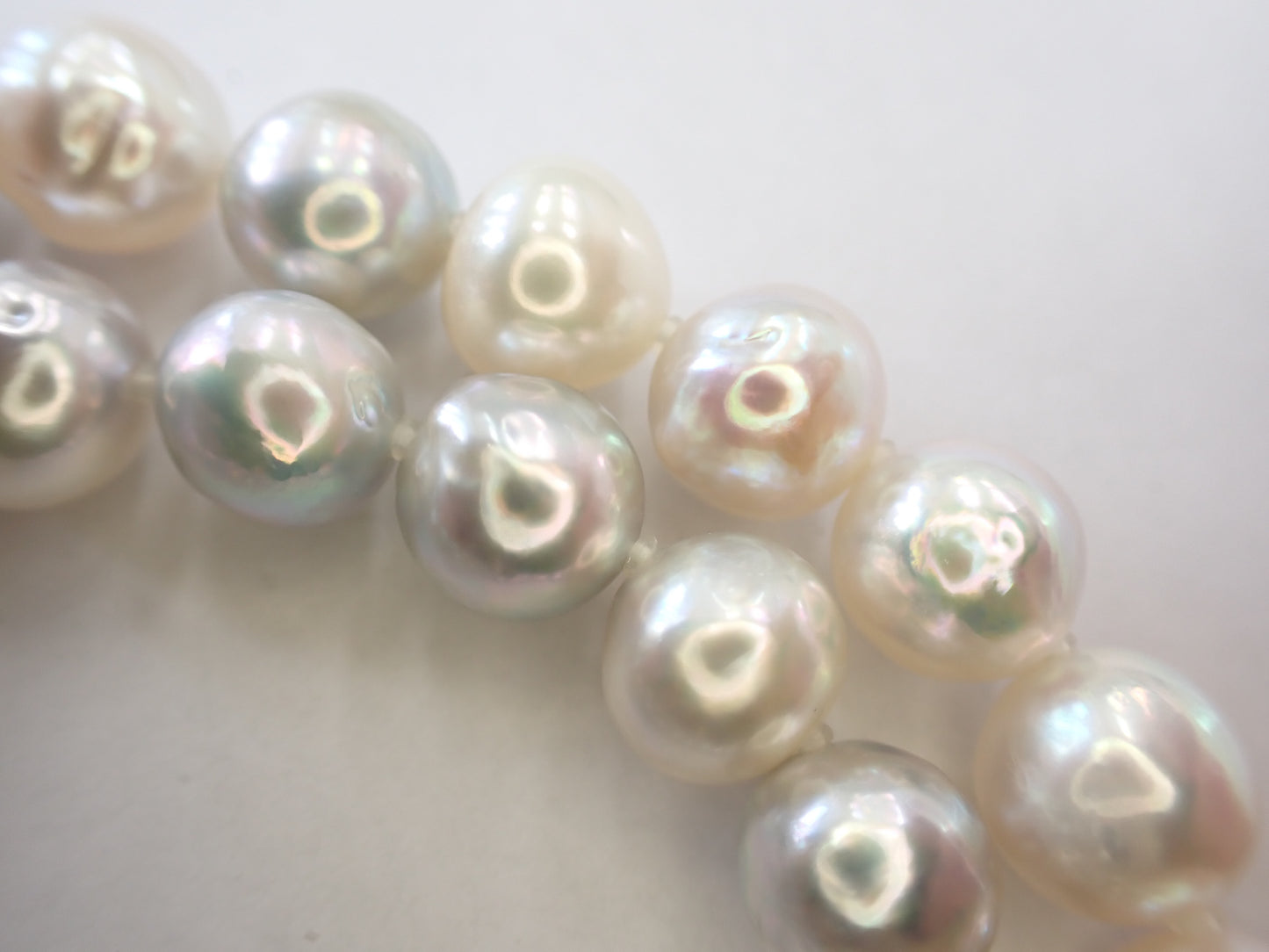 Semi-Round Pearl Necklace, Diameter 9.0-10.0mm, Sterling Silver, 50.9g 