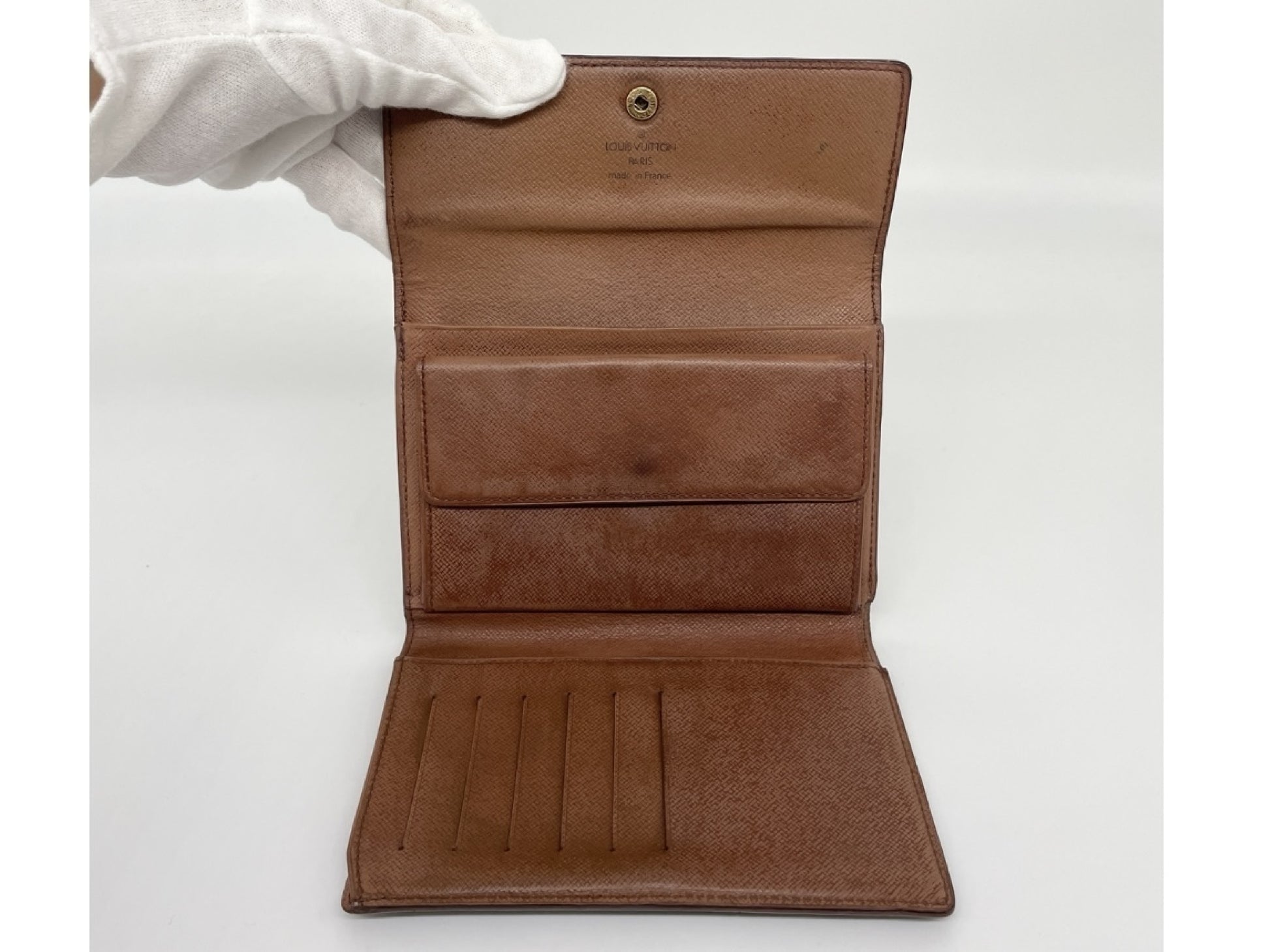 LOUIS VUITTON Monogram Tri-fold Wallet Porte Tresor Etui Papier MI0974 with Pass Case