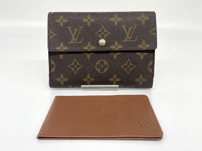 LOUIS VUITTON Monogram Tri-fold Wallet Porte Tresor Etui Papier MI0974 with Pass Case