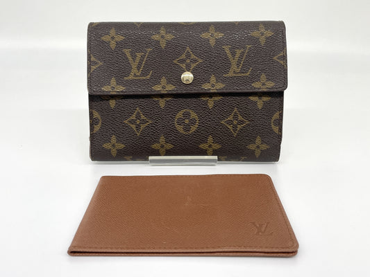 LOUIS VUITTON Monogram Tri-fold Wallet Porte Tresor Etui Papier MI0974 with Pass Case