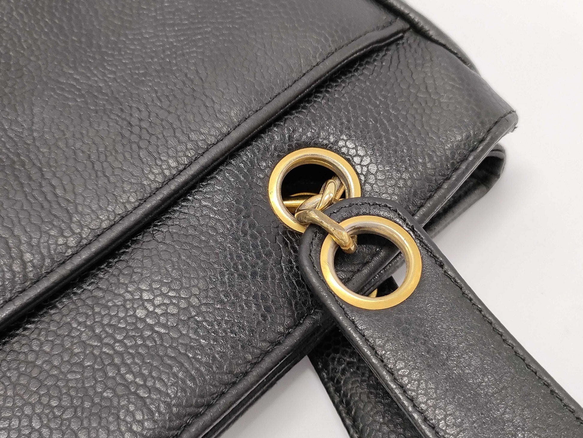 CHANEL Caviar Skin Deka Coco Mark Tote Bag