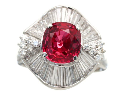 R3.517ct D1.56ct Pt900 13.6g Ring 