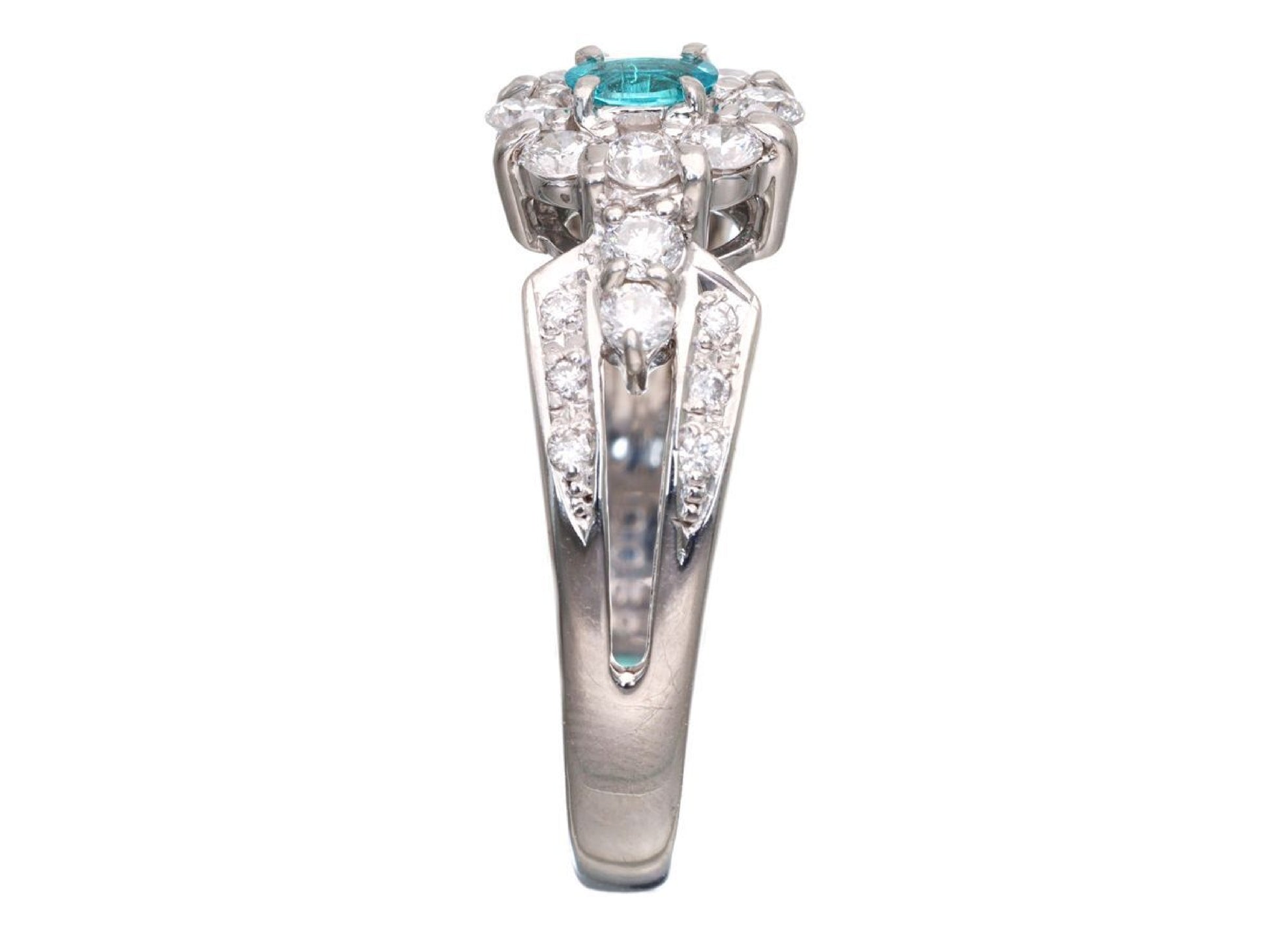 Paraiba tourmaline 0.12ct D0.59ct Pt900 5.9g ring 