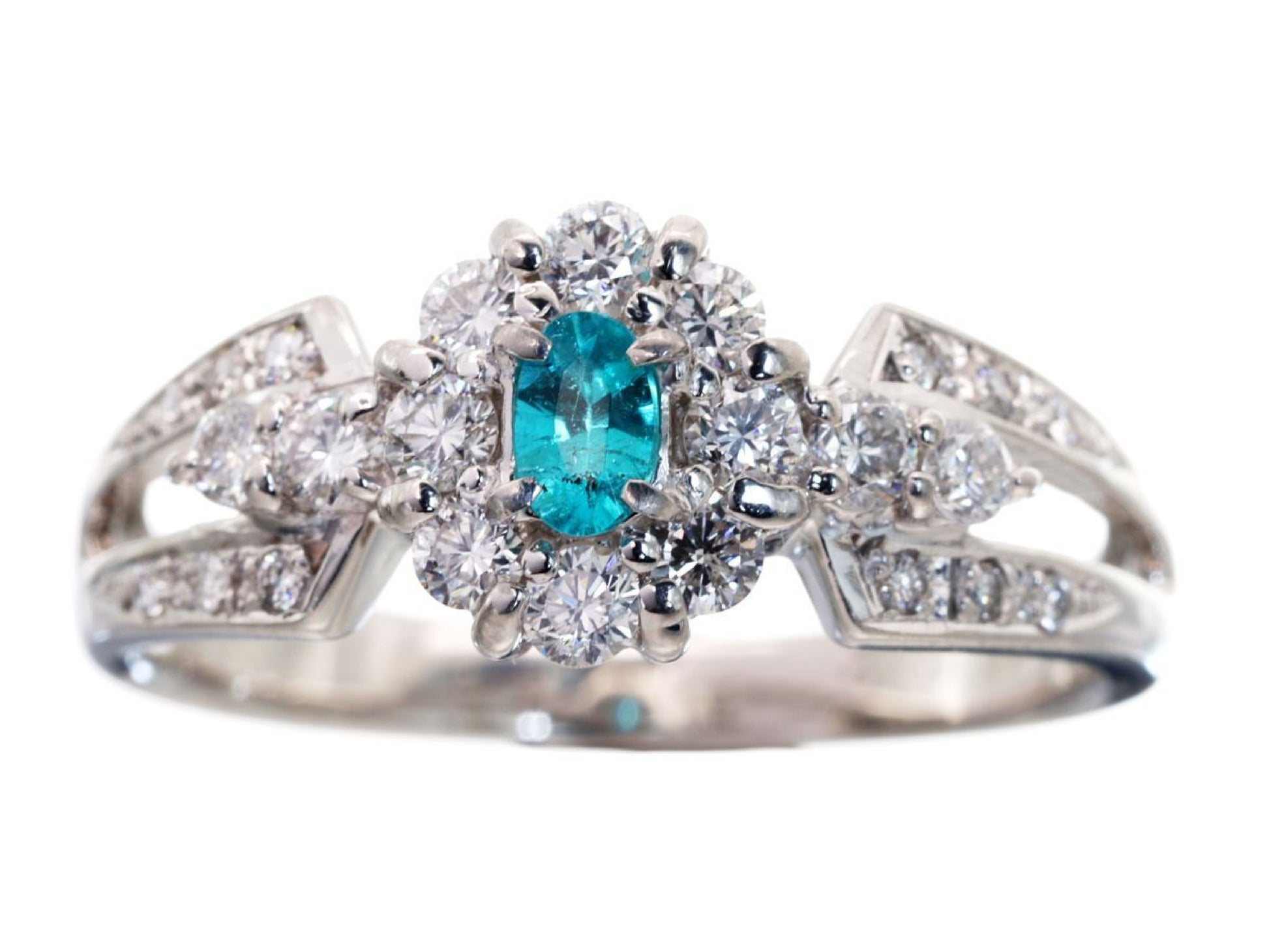 Paraiba tourmaline 0.12ct D0.59ct Pt900 5.9g ring 