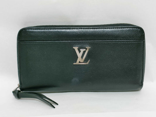 LOUIS VUITTON Zippy Lockme Long Wallet Black Serial Wallet